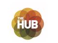 The HUB logo featuring transparent earth-toned circles combined to make a flower-like mandala