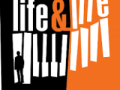 Film poster for 'Life & Life' featuring a graphic illustration of piano keys and a person's silhouette