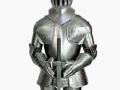 A suit of metal medieval armor