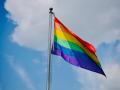 pride flag billowing in the wind
