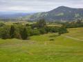 View of Sonoma Mountain from grassy green hills
