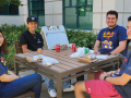 SSU Summer Bridge students sit at a table