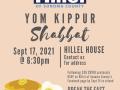 The flyer for the Yom Kippur event happening on Sept. 17 at 6:30pm featuring an illustration of a stack of pancakes and a fried egg